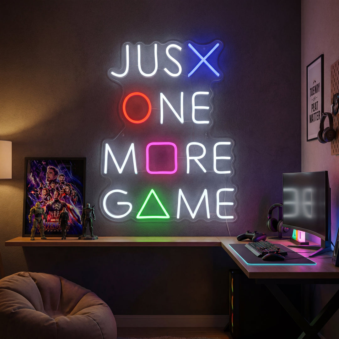 "Just One More Game" Gaming Dekor Neonskilt