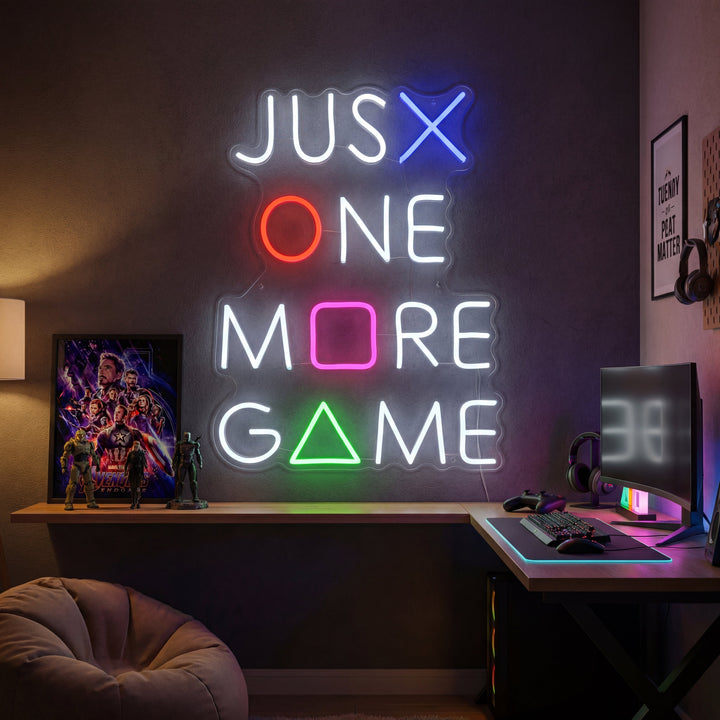"Just One More Game" Gaming Dekor Neonskilt