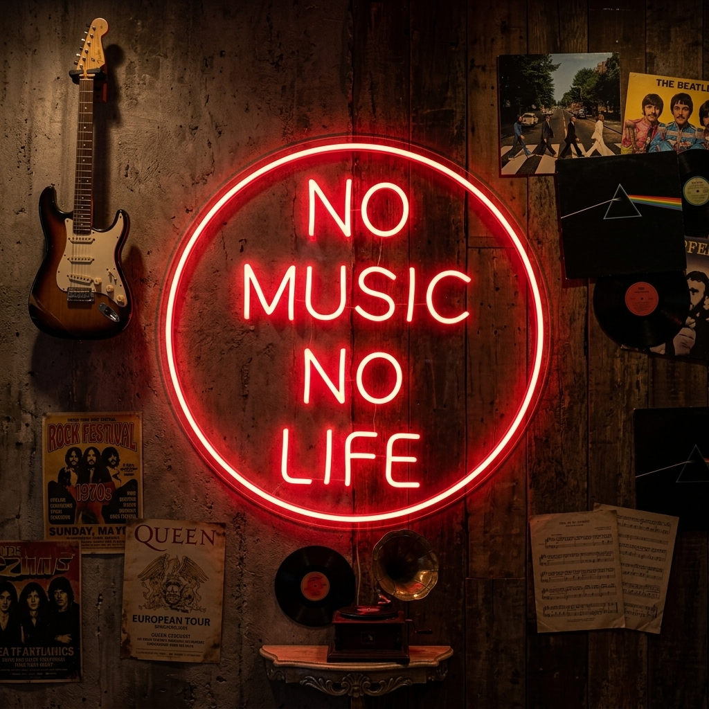 "No Music No Life" Neonskilt