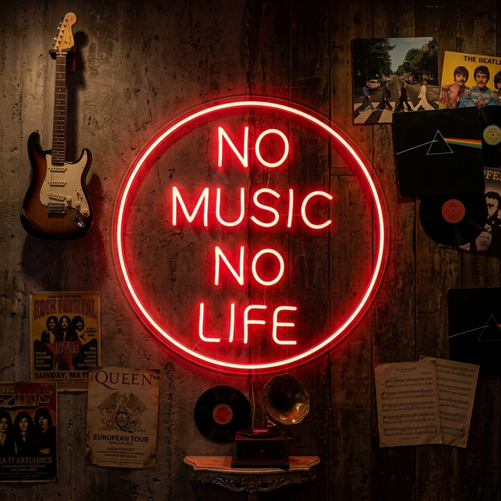 "No Music No Life" Neonskilt