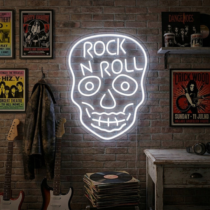 "Rock N Roll, Skalle" Neonskilt