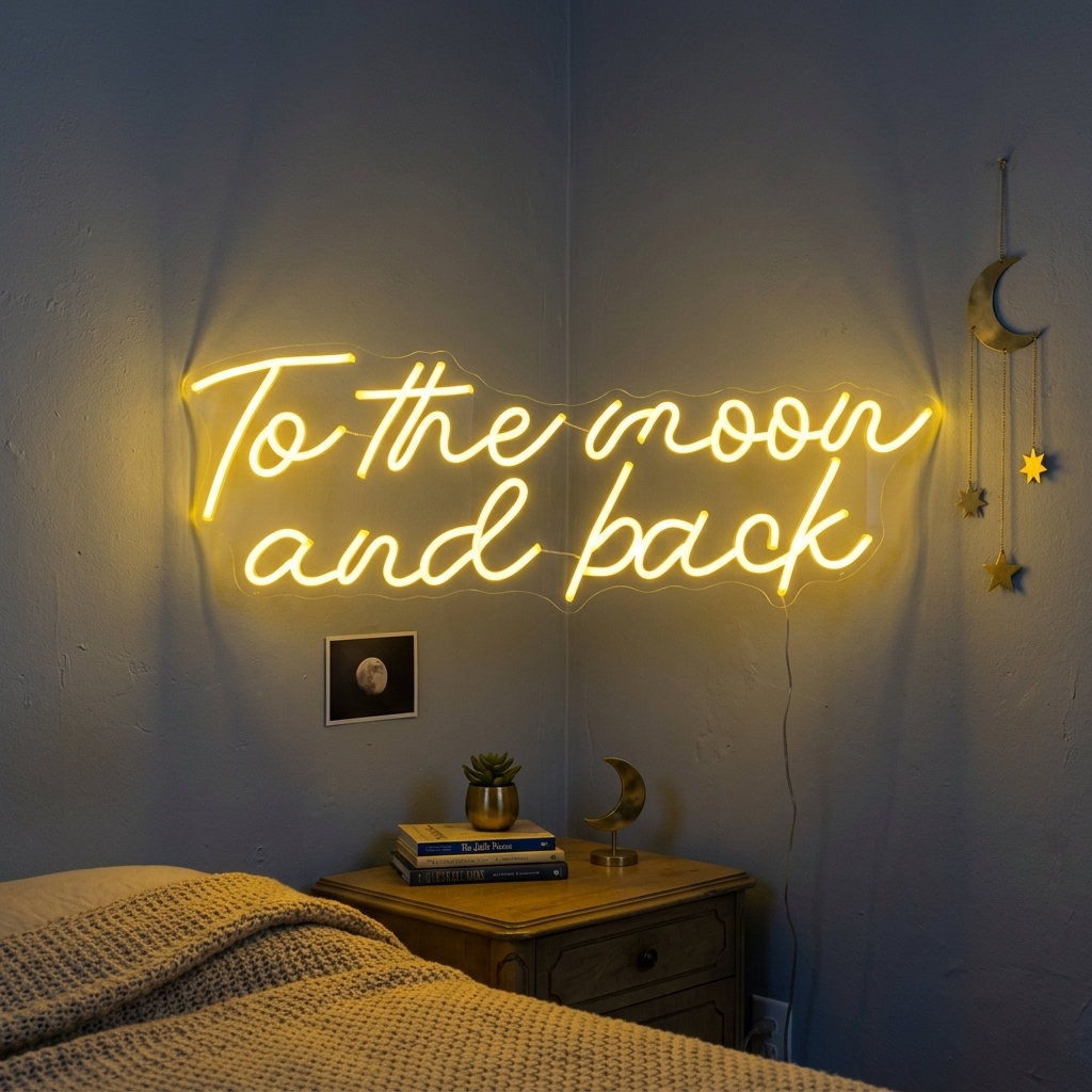 "To The Moon and Back" Neonskilt