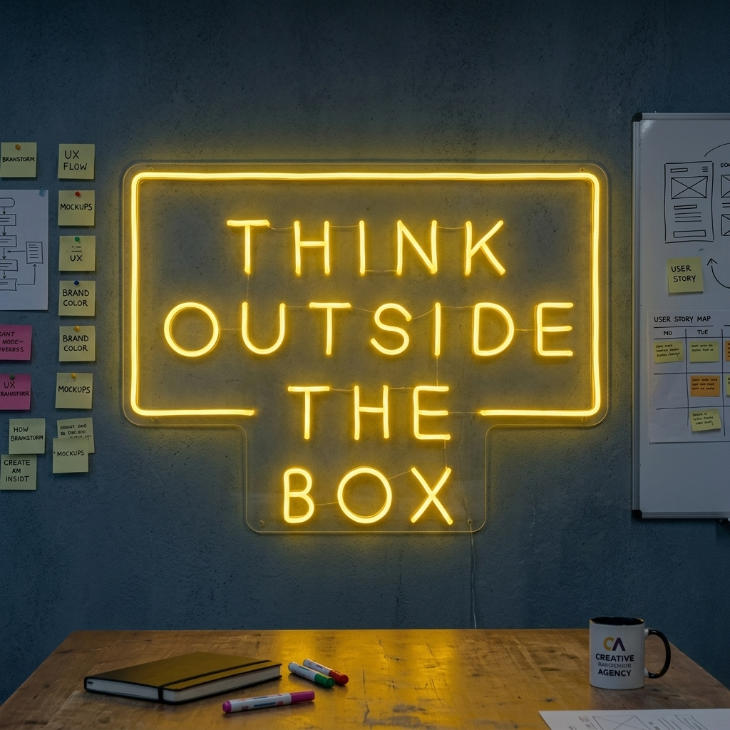 "Think Outside The Box" Neonskilt