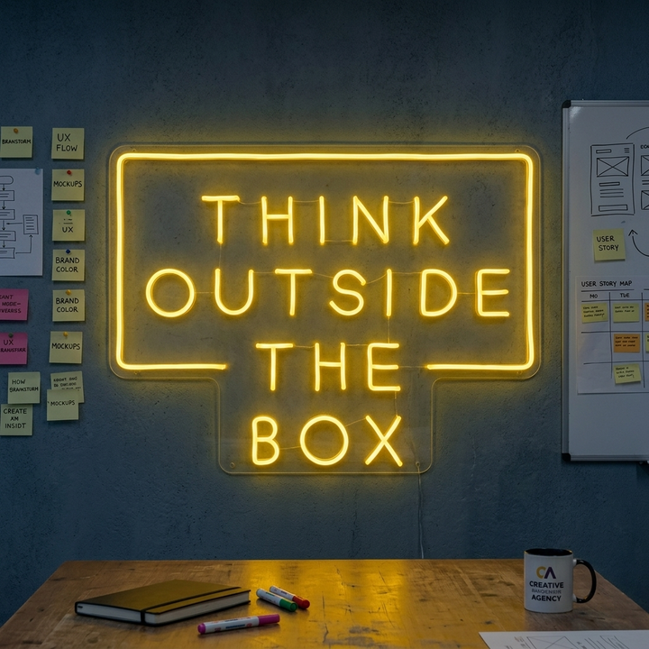 "Think Outside The Box" Neonskilt