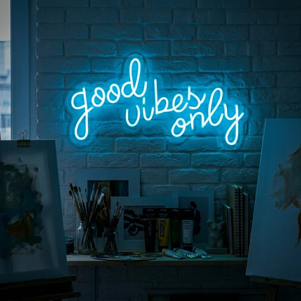"GOOD VIBES ONLY" Neonskilt