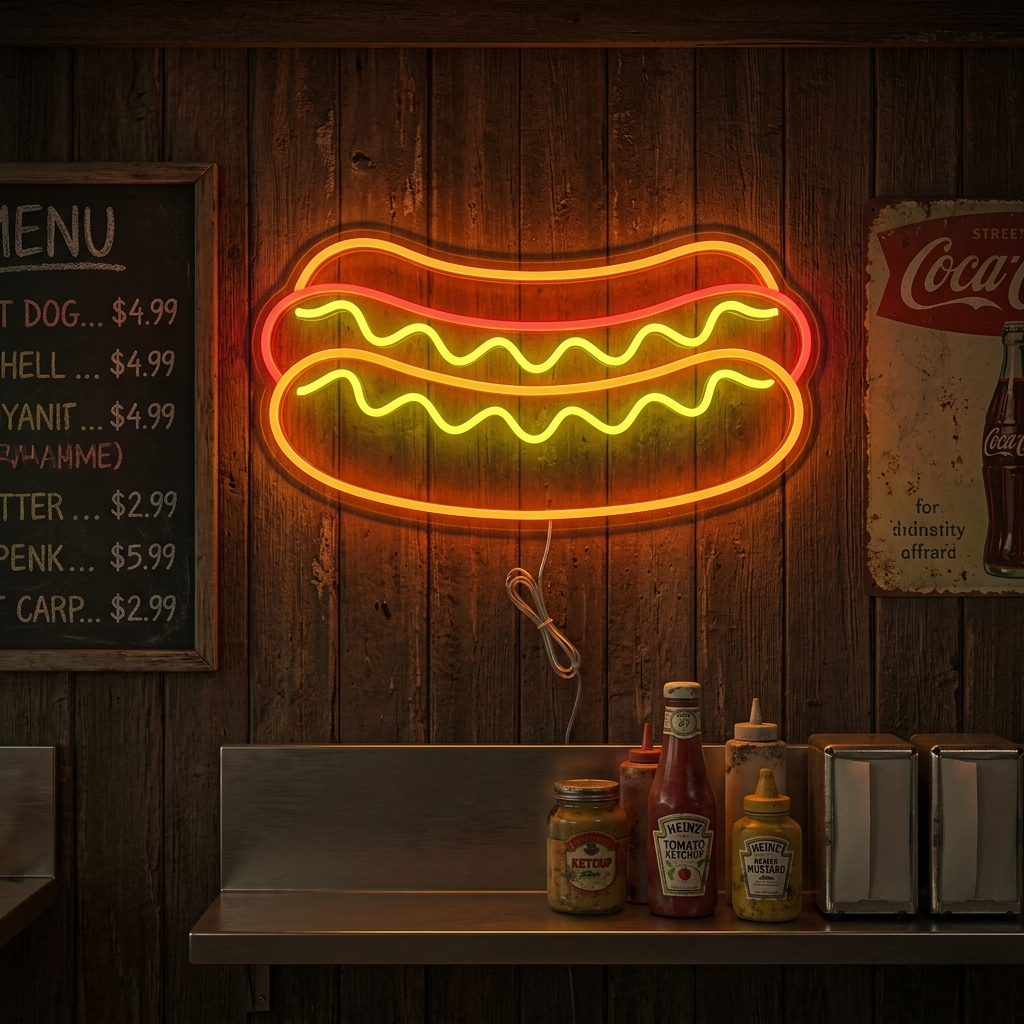 "Hotdog Restaurantmat" Neonskilt