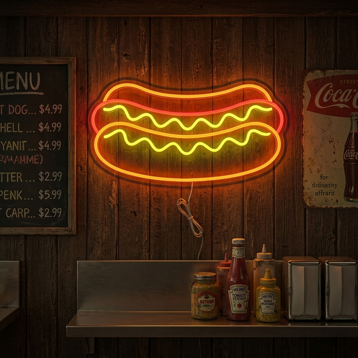 "Hotdog Restaurantmat" Neonskilt