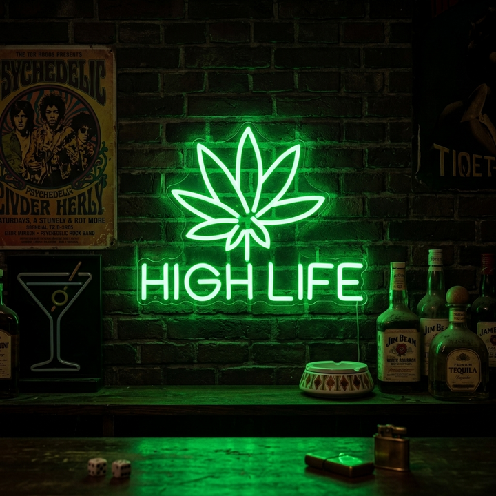 "Marihuana High Life" Neonskilt