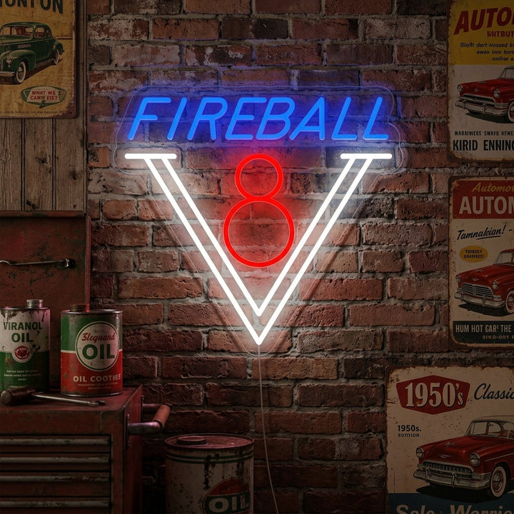 "1950-Tallet Fireball V8 Bil" Neonskilt