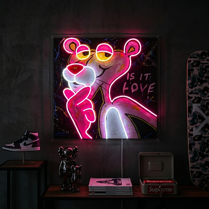 "Pink Think Panther, er det kjærlighet" UV-trykt LED-neonskilt