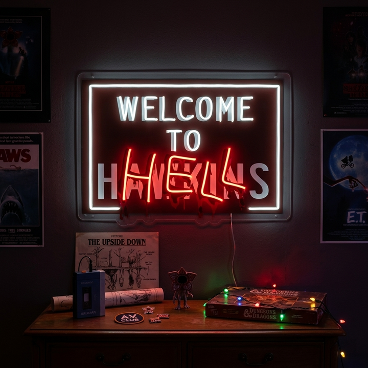 "Welcome To Hell" UV-trykt LED-neonskilt