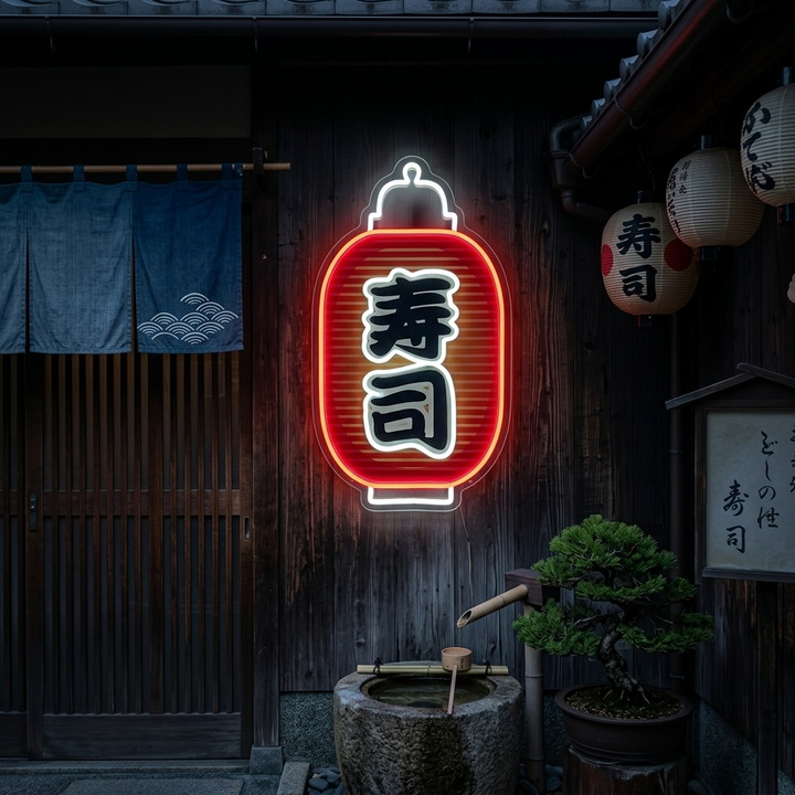 Sushi Neonskilt, Japansk restaurantinnredning