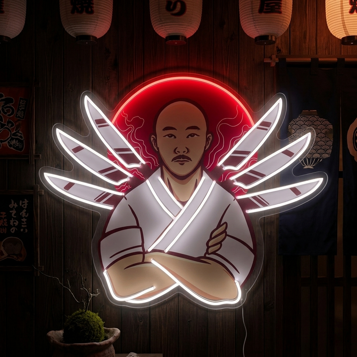 japansk kokk Neonskilt, Japansk restaurantinnredning