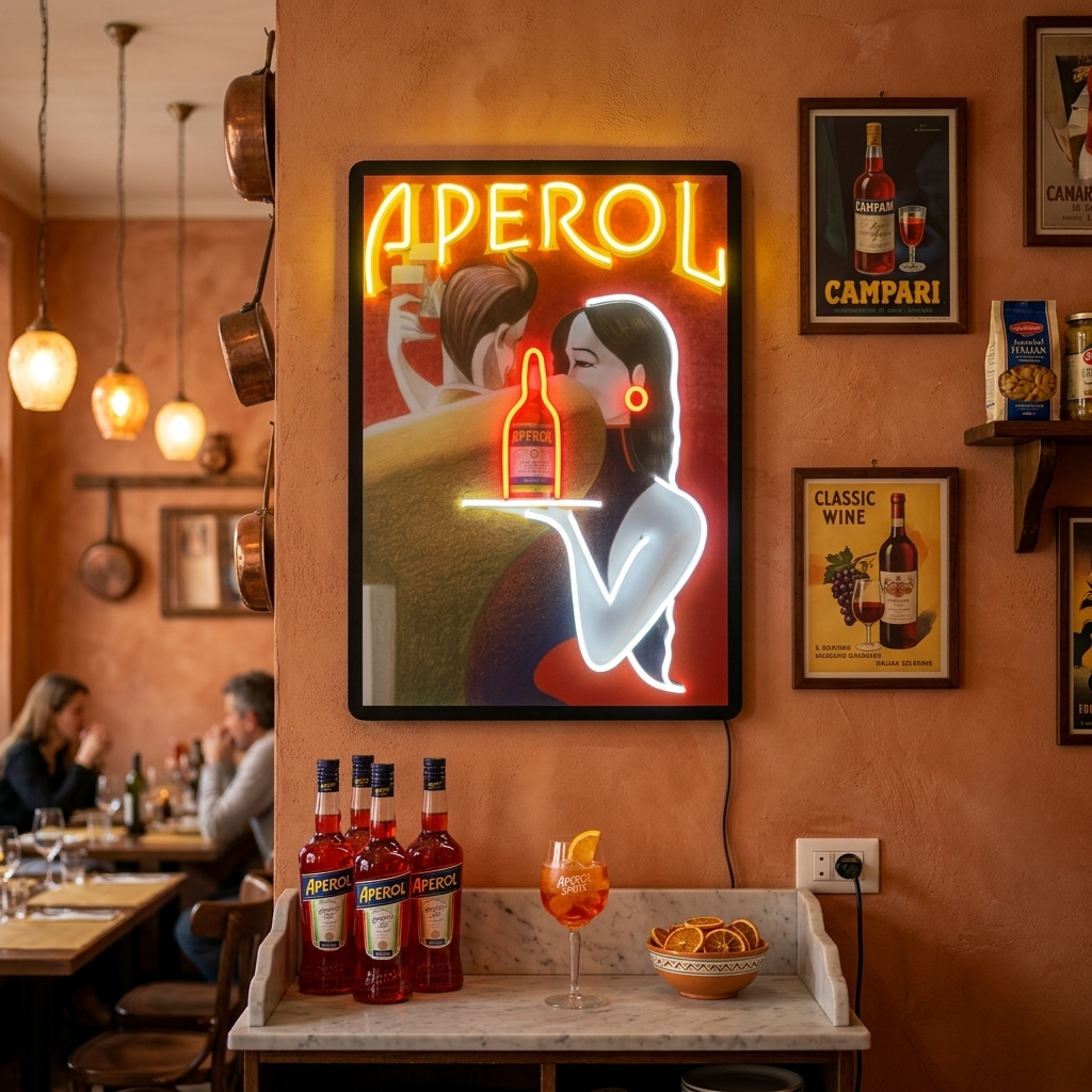 "Retro Aperol -plakat" UV-trykt LED-neonskilt