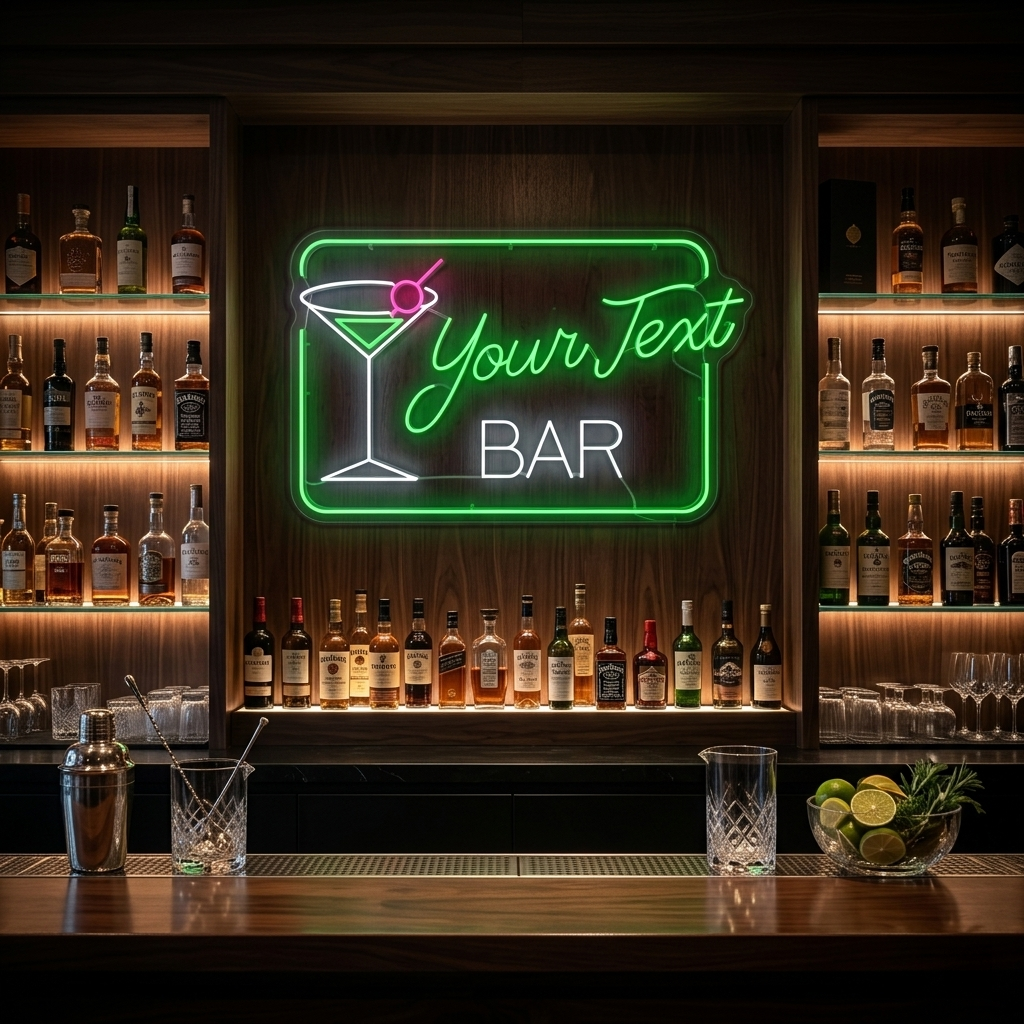"Custom Cocktails Bar" Neonskilt
