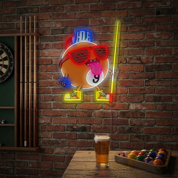 "Biljard ni ball" Neonskilt