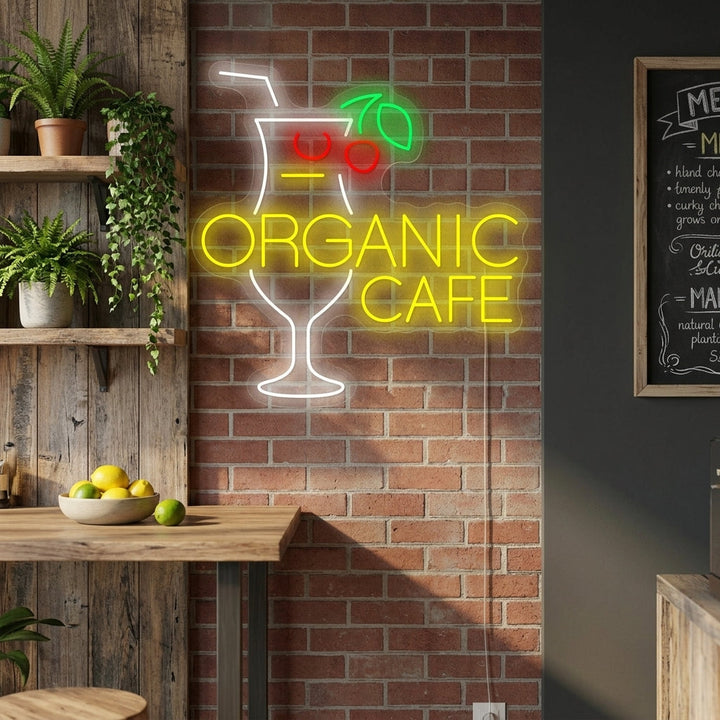 "Organic Cafe" Neonskilt