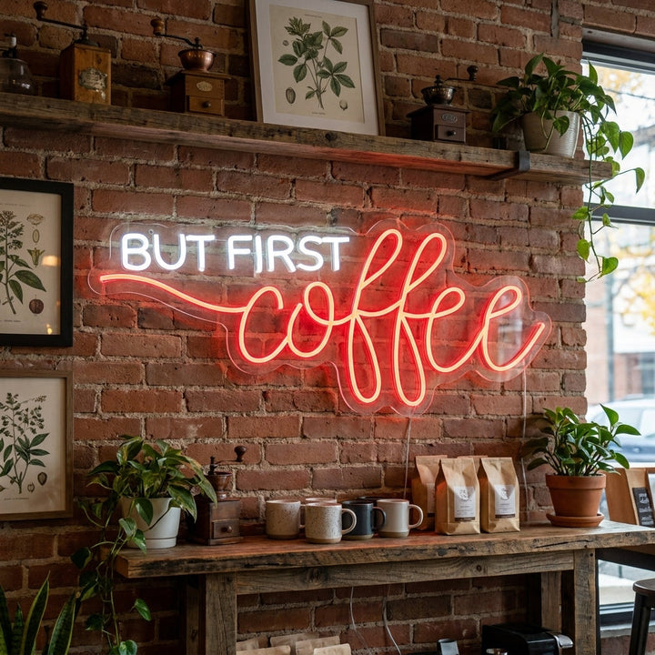 "But First Coffee" Neonskilt