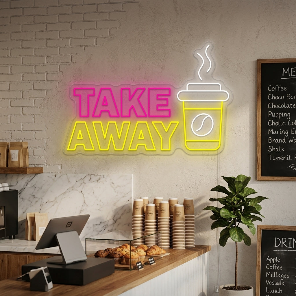 "Coffee Take Away" Neonskilt