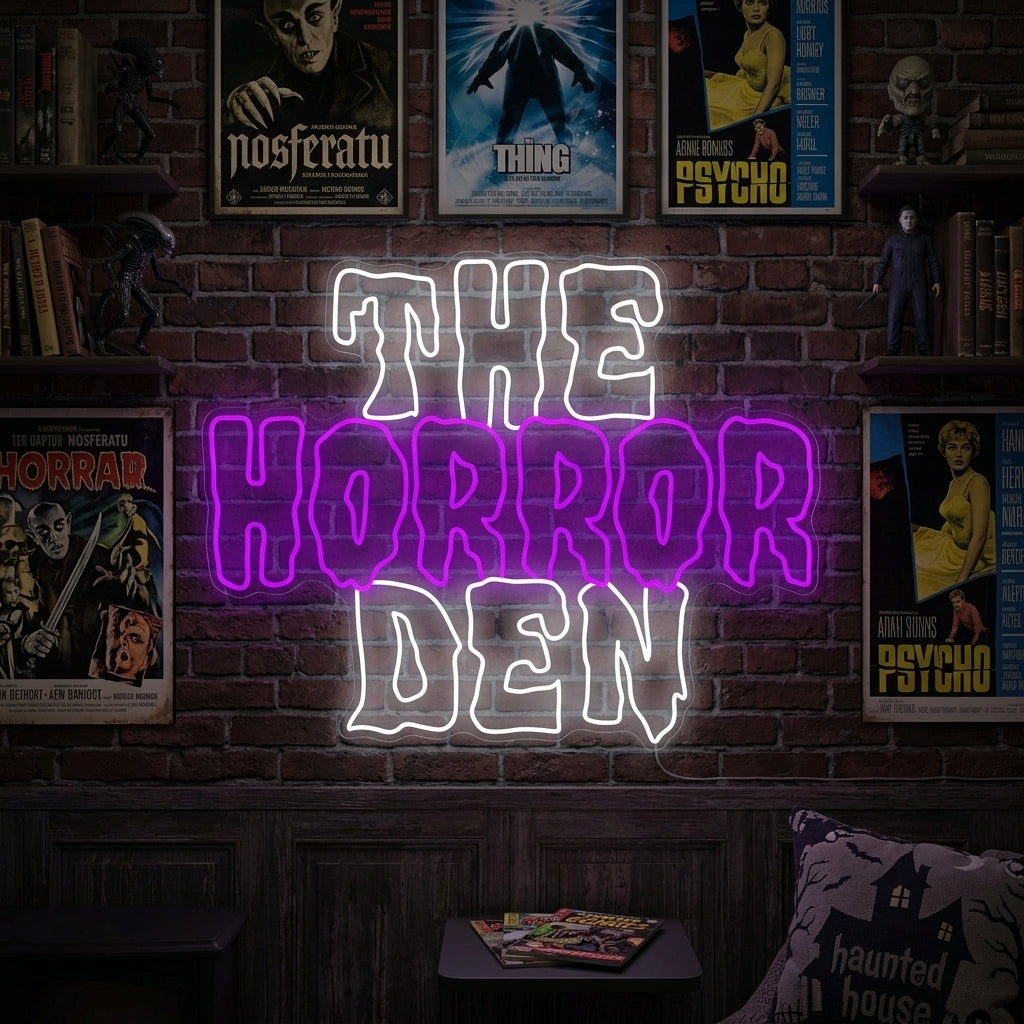 "The Horror Den" Neonskilt