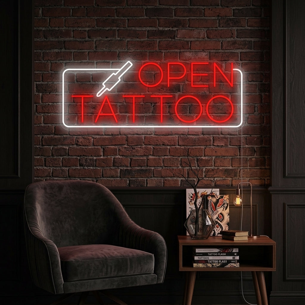 "Tattoo Open" Neonskilt