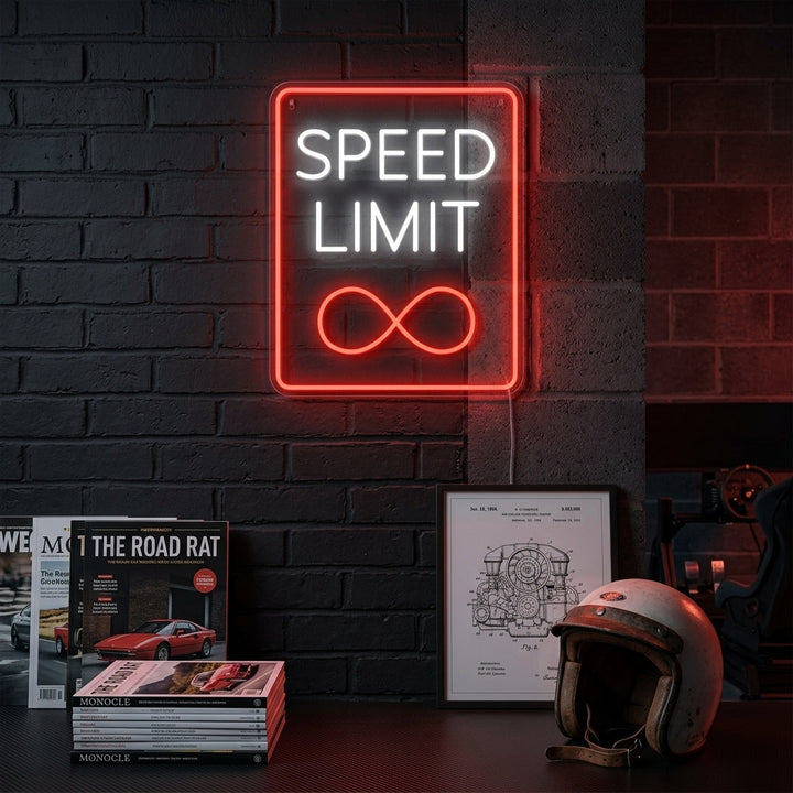 "Speed Limit Infinity" Neonskilt