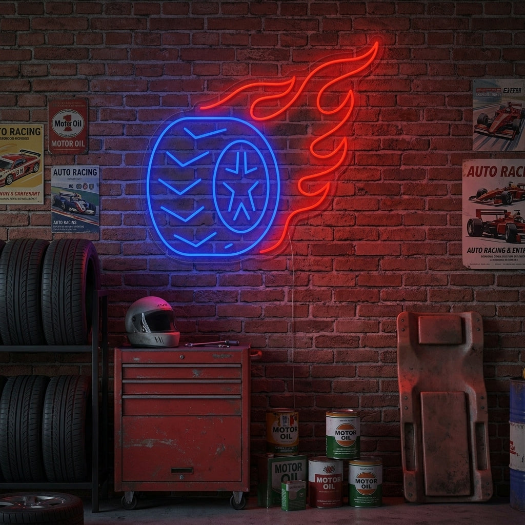 "Dekkflamme" Neonskilt