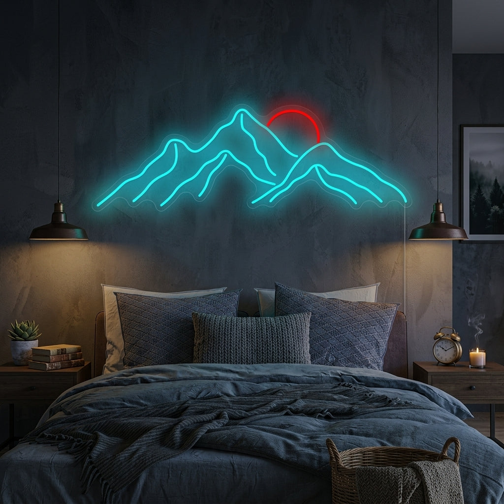 "Fjell solnedgang" Neonskilt