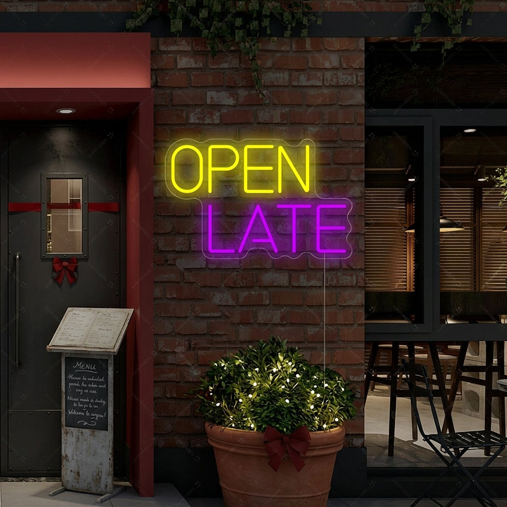 "Open Late" Neonskilt