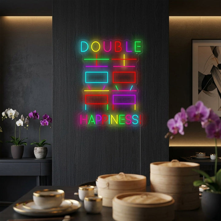 "Dobbel lykke" Neonskilt