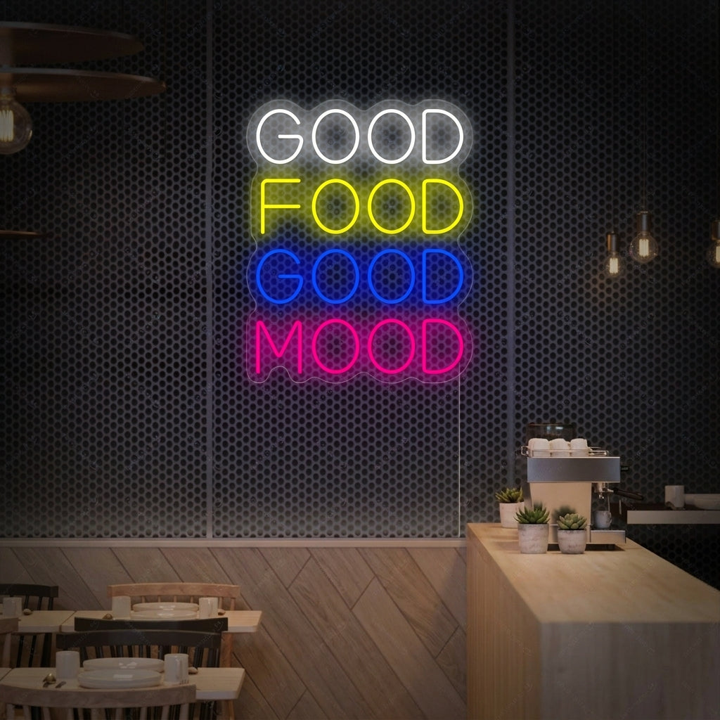 "Good Food Good Mood" Neonskilt