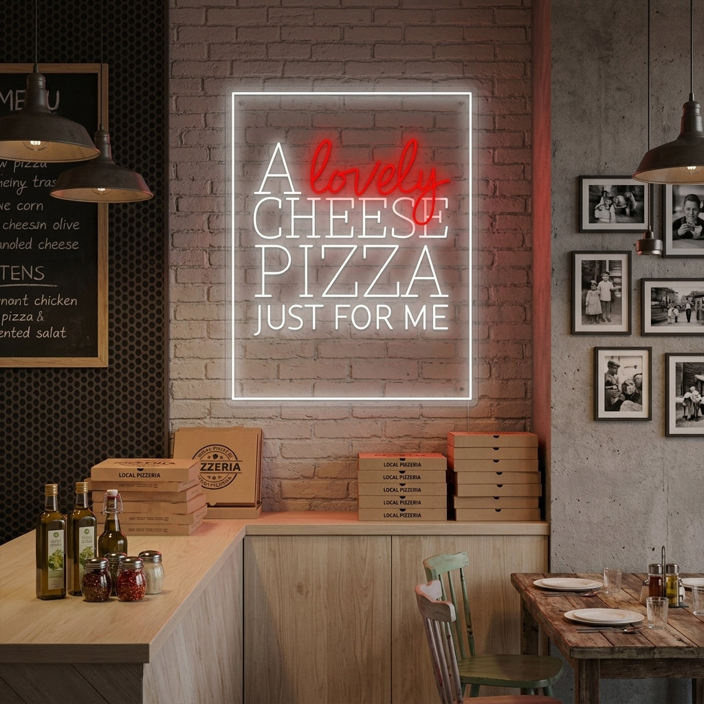 "A Lovely Cheese Pizza Just for Me" Neonskilt