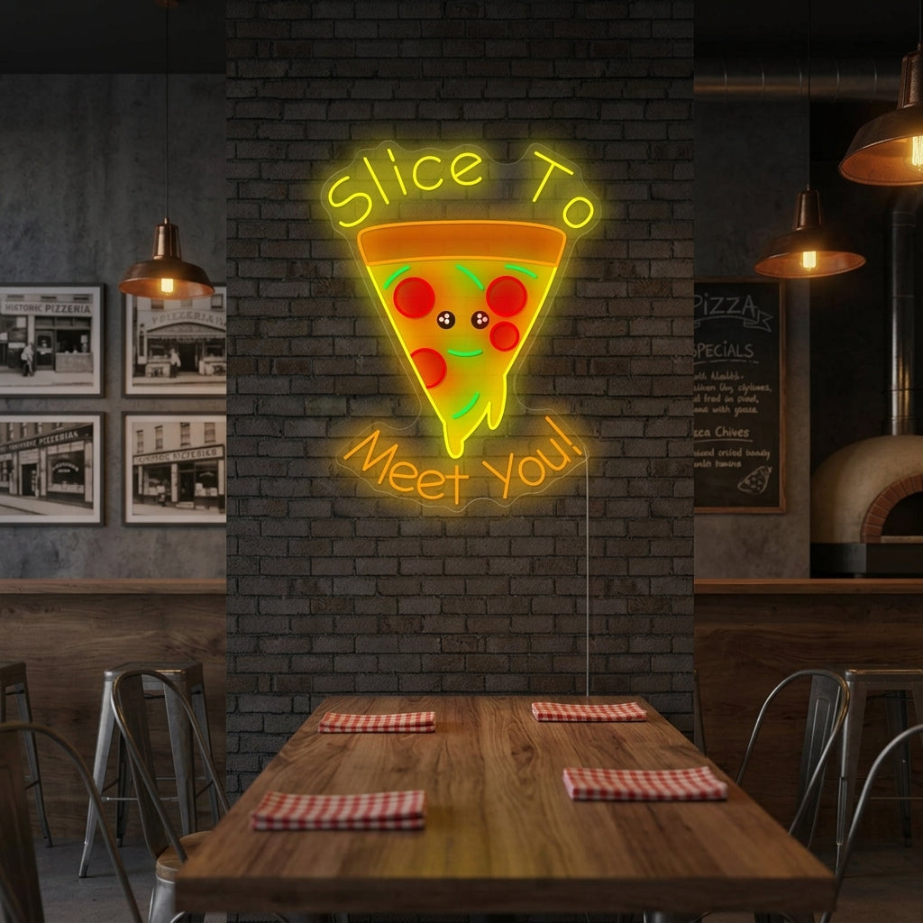"Slice to Meet You" Neonskilt