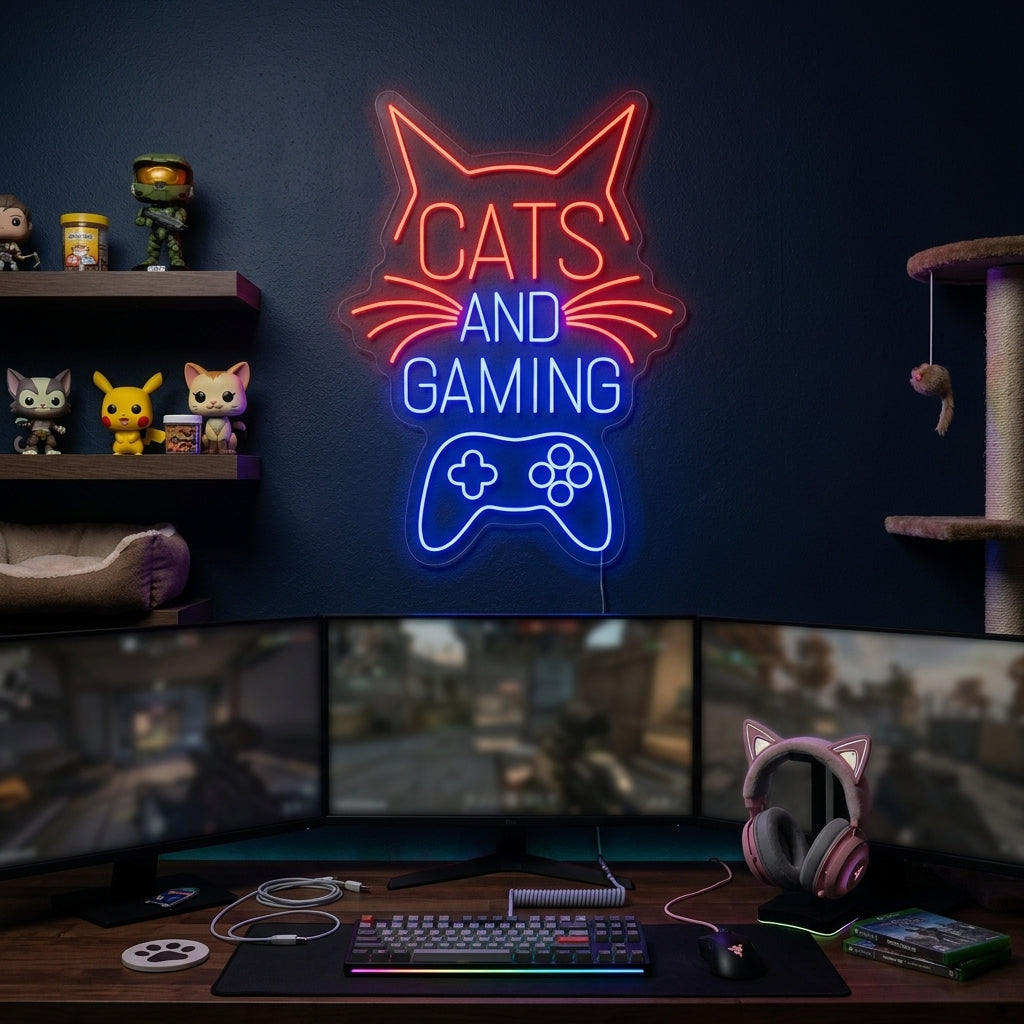 "Cats And Gaming" Neonskilt