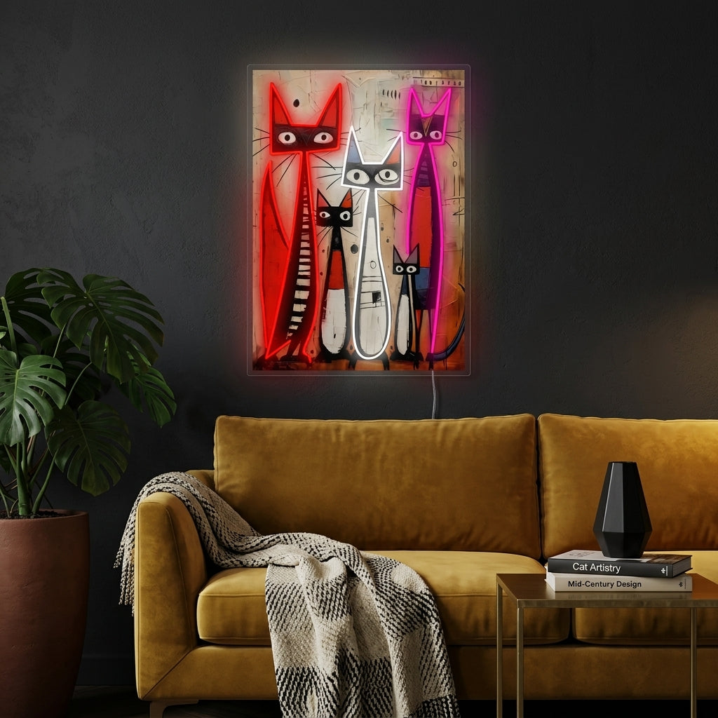 "Kattefamilie" Neonskilt