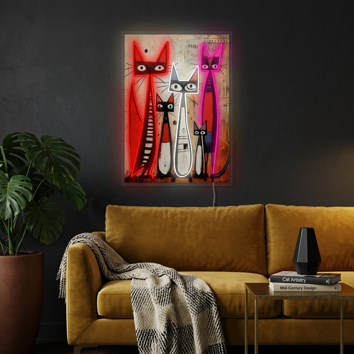 "Kattefamilie" Neonskilt