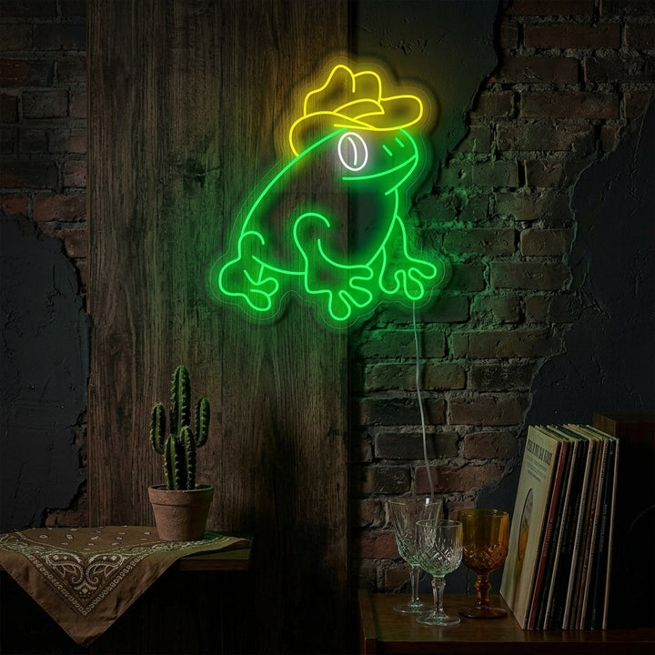 "Frosk Med Cowboyhatt" Neonskilt