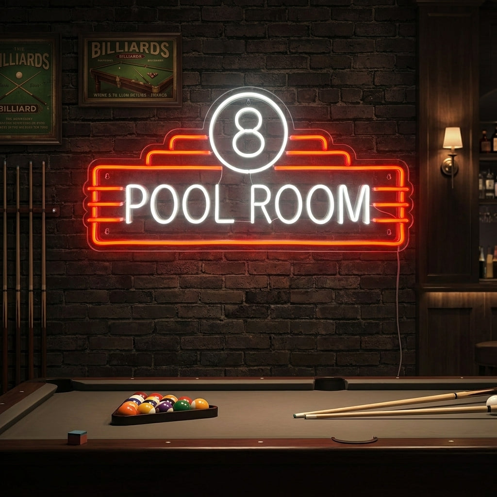 "8 Pool Room" Neonskilt