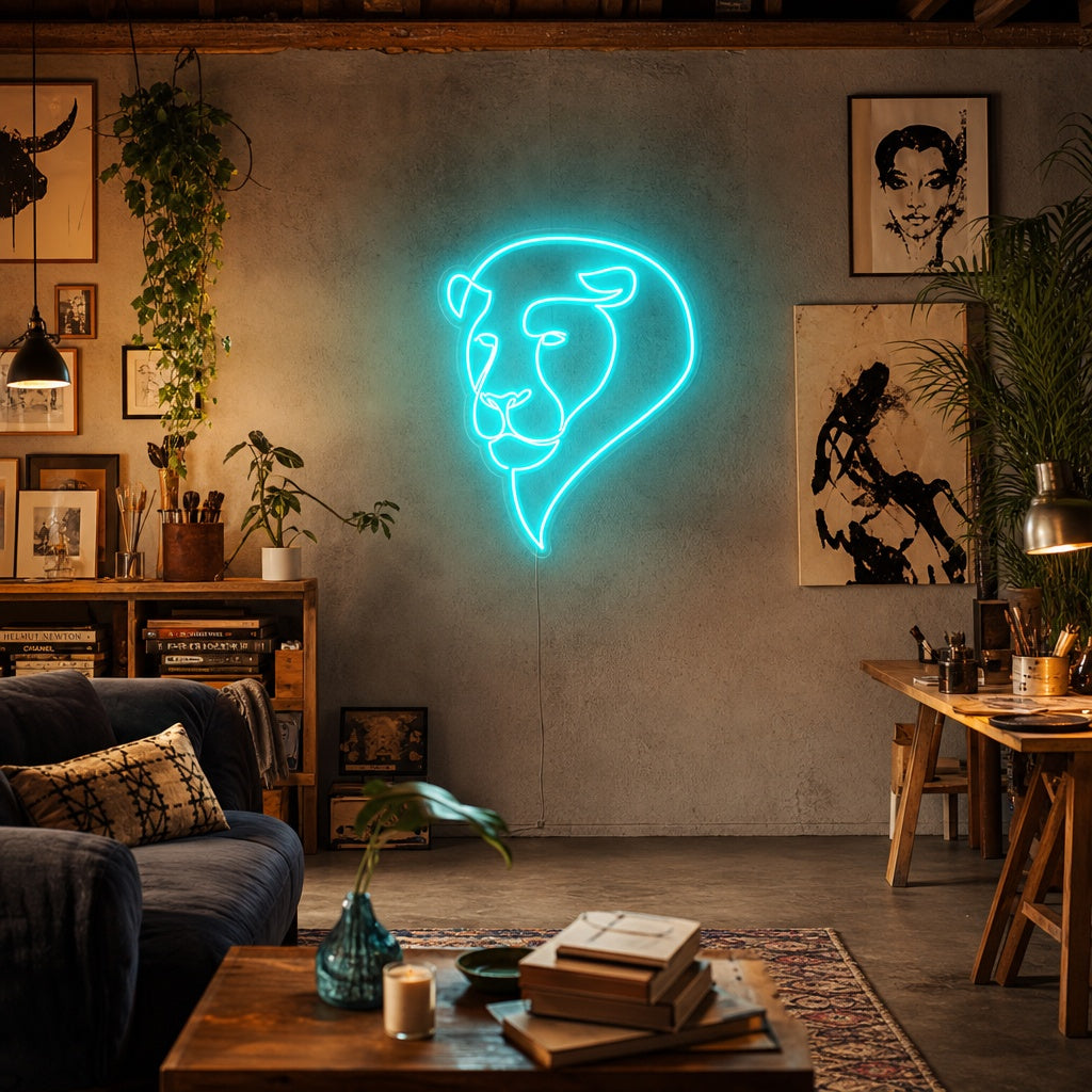 "Abstrakt Løveansikt" Neonskilt