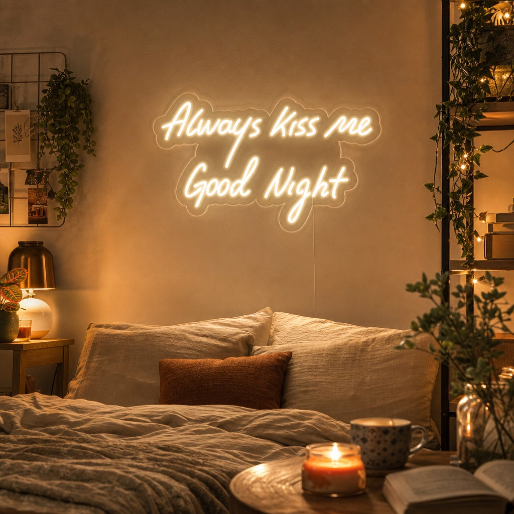 "Always Kiss Me Good Night" Neonskilt