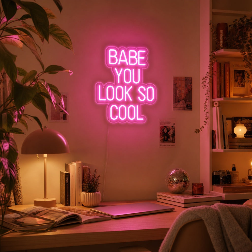 "Babe You Look So Cool" Neonskilt