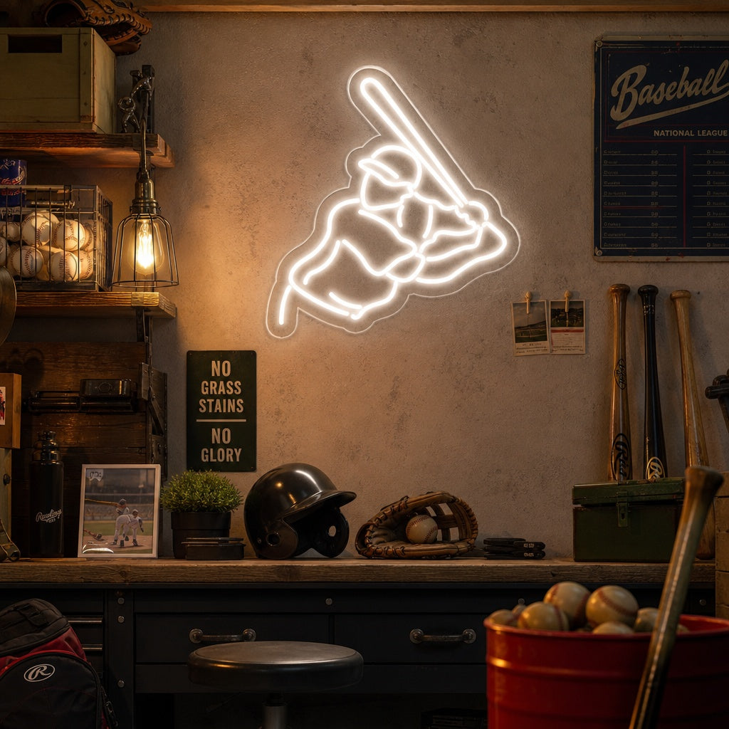 "Baseballspiller" Neonskilt