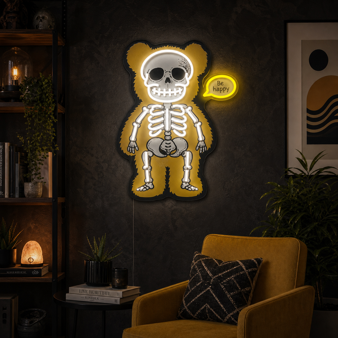 "Bear Skeleton" UV-trykt LED-neonskilt