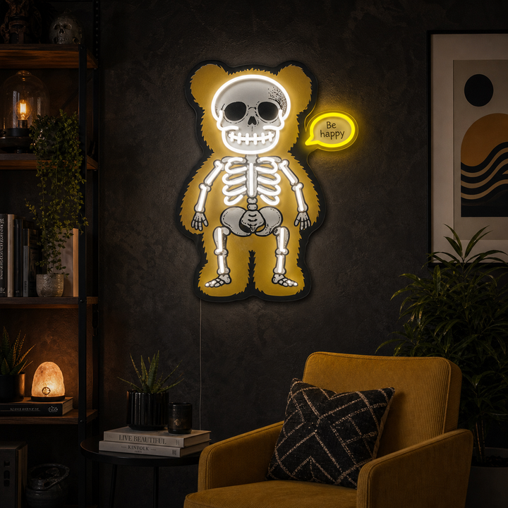 "Bear Skeleton" UV-trykt LED-neonskilt