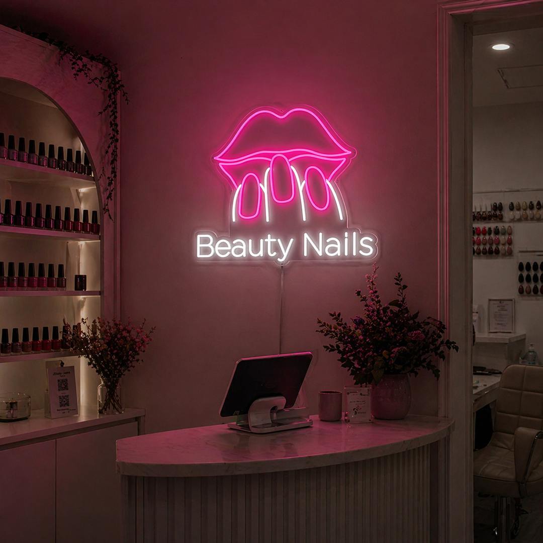 "Beauty Nails" Neonskilt