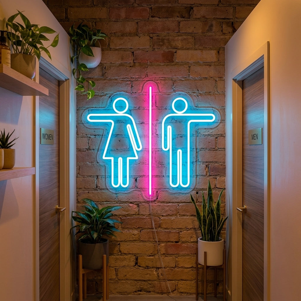 "Gutt Og Jente WC Toalett" Neonskilt