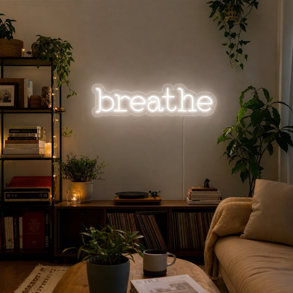 "Breathe" Neonskilt