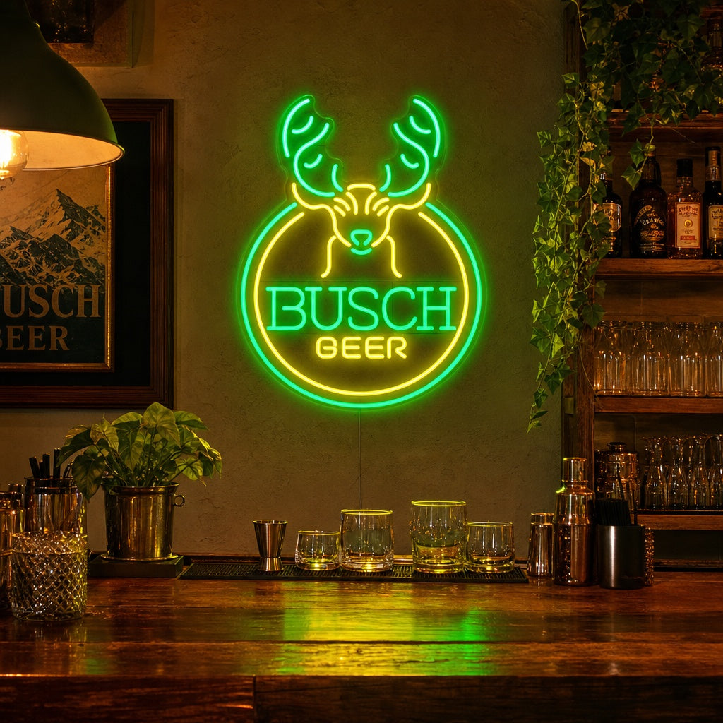 "Hjortehode Øl & Bar" Neonskilt