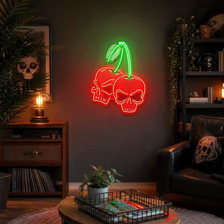 "Cherry Skull" UV-trykt LED-neonskilt
