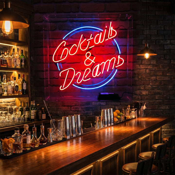 "Cocktails And Dreams" Neonskilt